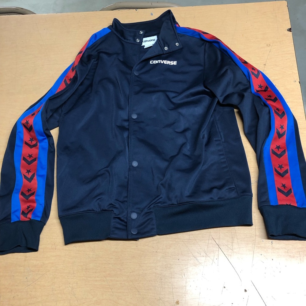 Converse Navy Bomber Jacket with Red & Blue Sleeve Stripes